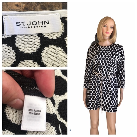 St. John collection black/white midi dress size P